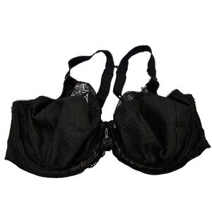 Elomi Carmen Underwire Plunge Stretch Bra EL4010BLK Black Lace 40I US 40G UK